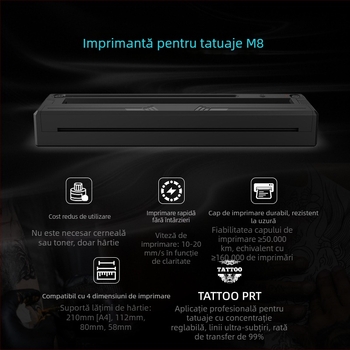 Imprimantă termică A4 pentru transfer de tatuaje, portabilă