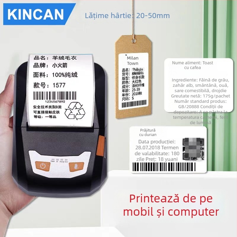Noua imprimantă termică portabilă Bluetooth 58PL pentru etichete de preț și chitanțe pentru băuturi