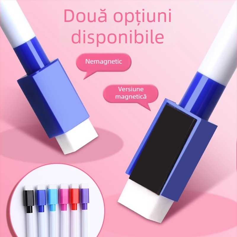Markere color pentru tablă magnetică, cu cerneală pe bază de apă (negru și roșu), ușor de șters, pentru copii, profesori și birou