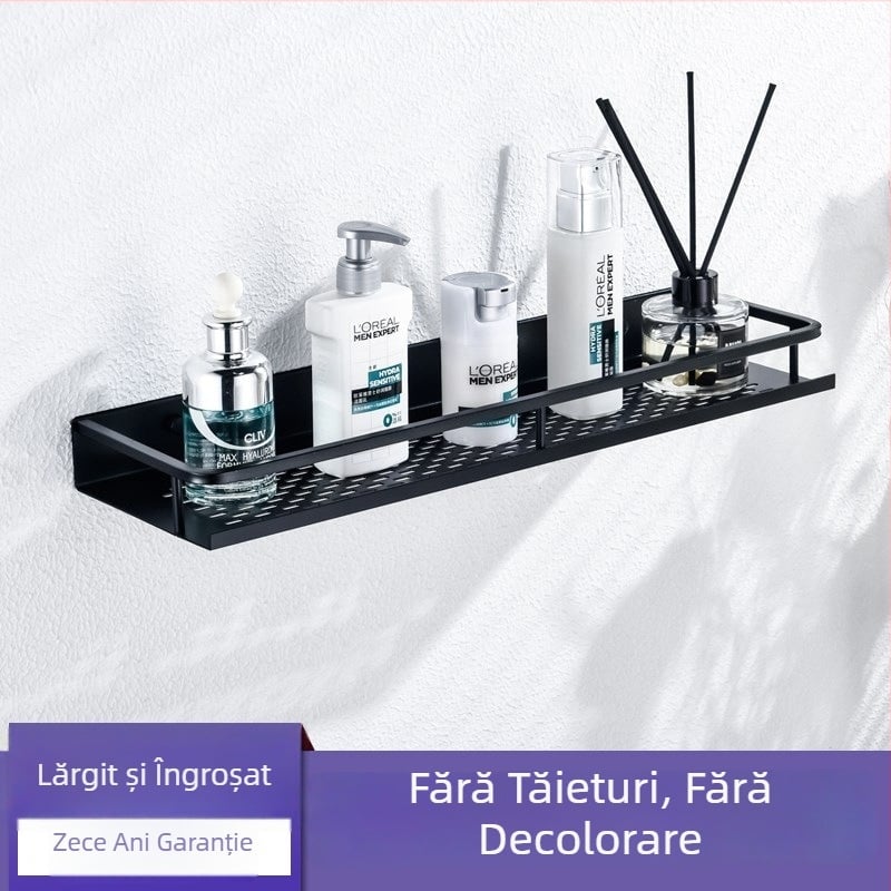 Raft de baie din aluminiu, montaj fără găuri, cu suport pentru prosoape