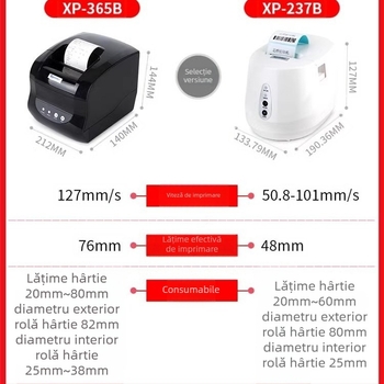 Core Ye XP-365B imprimantă termică duală pentru bonuri și etichete, 80 mm lățimea etichetelor, Bluetooth, Ethernet, 58 mm