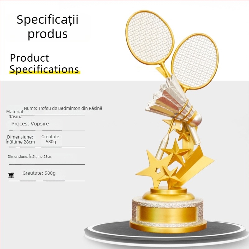 Trofeu de badminton de înaltă calitate, în stoc, ornament decorativ din cristal, suvenir pentru evenimente sportive