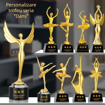 Trofeu și medalie de cristal pentru concursuri de dans — dans pătrate, yoga, balet pentru copii și dansuri latine — suvenir