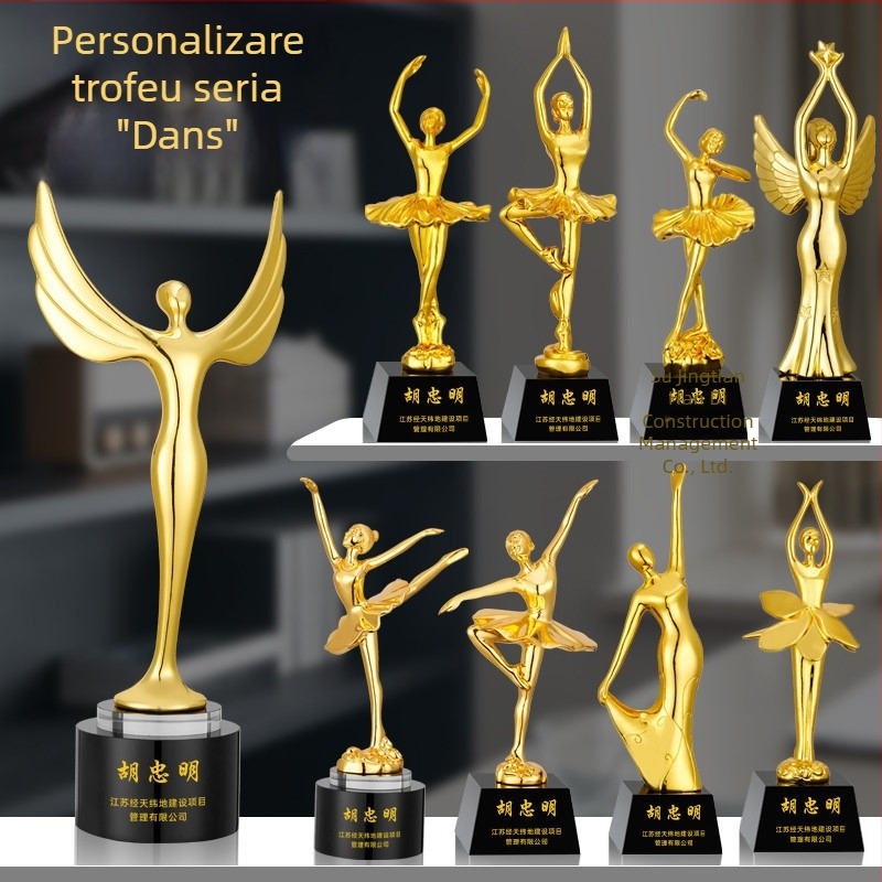 Trofeu și medalie de cristal pentru concursuri de dans — dans pătrate, yoga, balet pentru copii și dansuri latine — suvenir
