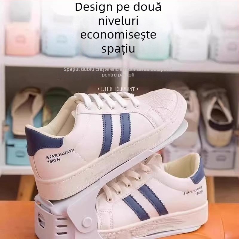 Raft reglabil pentru pantofi pentru casă – dulap de depozitare cu două etaje
