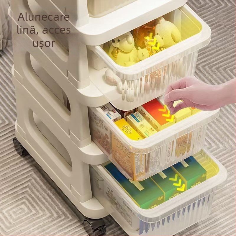 Raft din plastic transparent cu sertare, podea, 5 niveluri, pentru casă, birou și camin studențesc