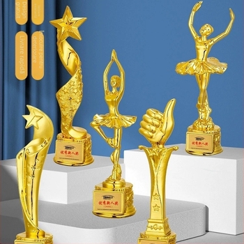 Trofeu din rășină, într-un design unitar, pentru dansul copiilor, balet, muzică și baschet — premiu pentru concurs de dicție cu stea cu cinci colțuri