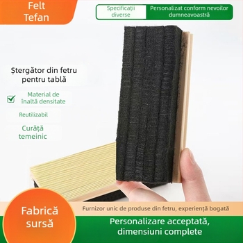 Radieră pentru tablă cu spate din lemn și suprafață din felt de lână