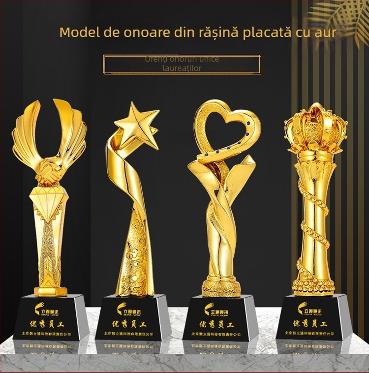 Trofeu nou din rășină de cristal și metal pentru dans și cântec, pentru copii – premiu special cu medalie