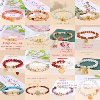 Brățară din cristal natural, stil chinezesc pentru femei, cristal alb, design geometric, personalizabil