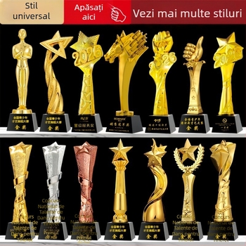 Trofeu din rășină pentru dans, stea creativă cu cinci colțuri, pentru competiții de badminton și baschet, personalizabil, din cristal și metal, de înaltă calitate