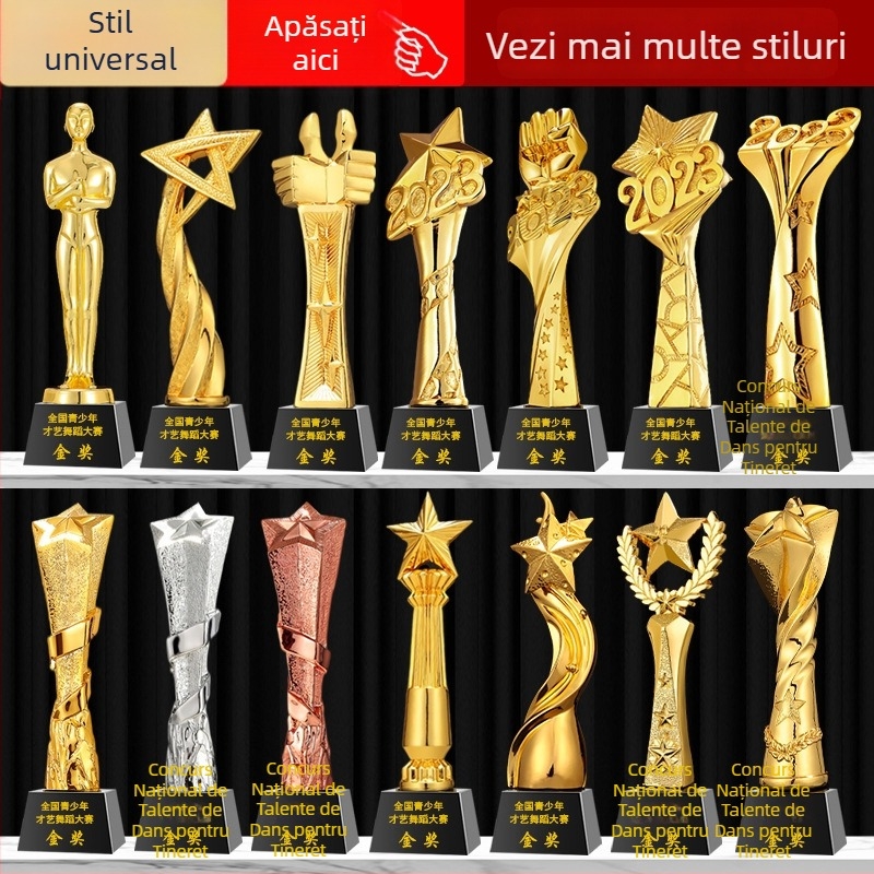 Trofeu din rășină pentru dans, stea creativă cu cinci colțuri, pentru competiții de badminton și baschet, personalizabil, din cristal și metal, de înaltă calitate
