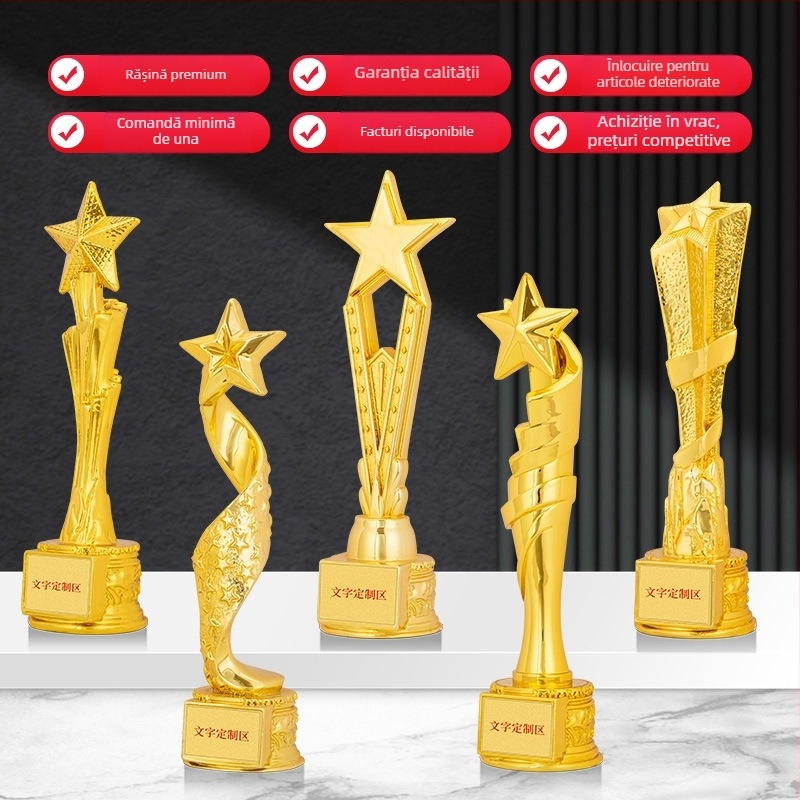 Trofeu din rășină personalizat pentru premierele angajaților la întâlnirea anuală și medalii pentru concursuri de dans, cânt și dicție