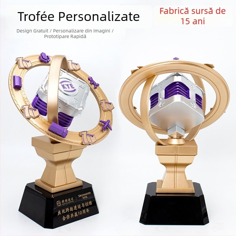 Trofeu metalic electroplatinat pentru distincții onorifice