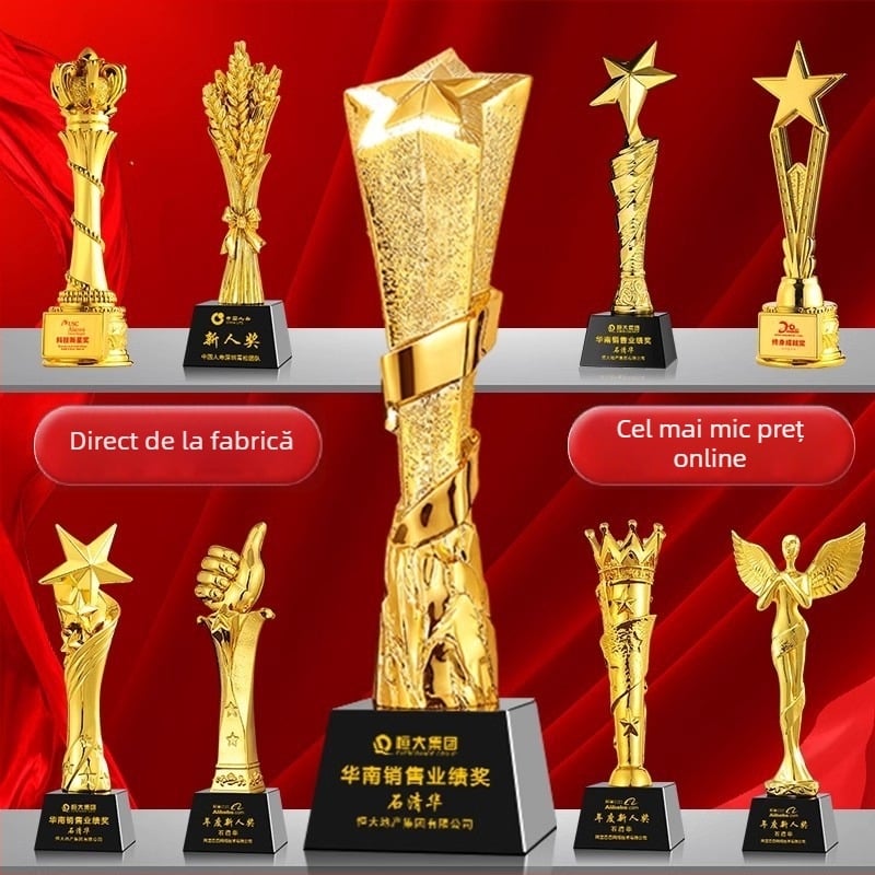 Trofeu de cristal Anul Dragonului, gravură personalizată cu placare aur, premiu corporativ pentru întâlnirea anuală