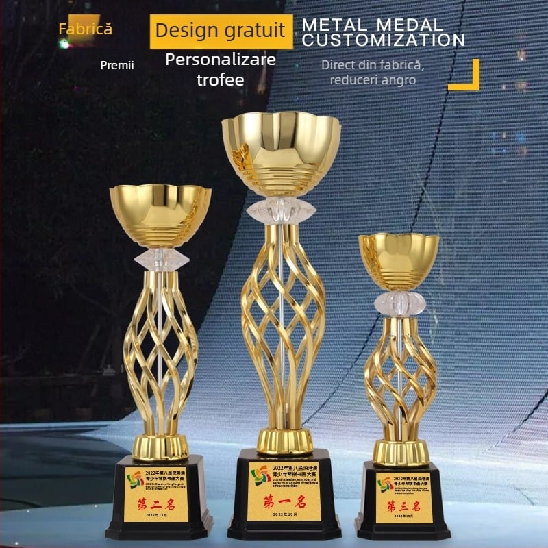 Trofeu lotus, cu formă goală, personalizabil, trofeu de campion