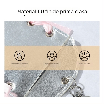 Portcard PU cu panglică și pandantiv inimă, stil INS