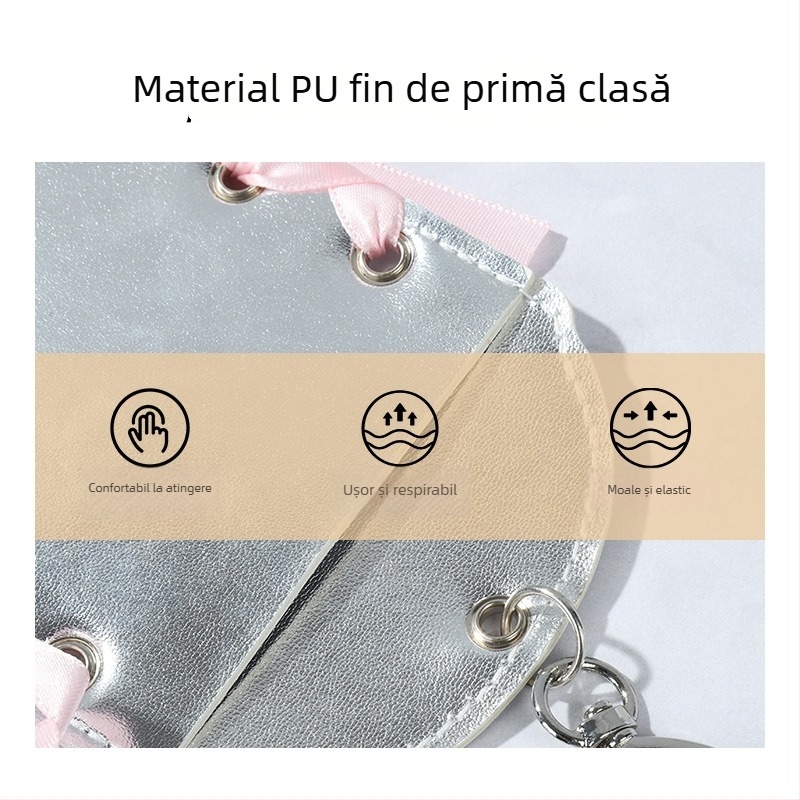 Portcard PU cu panglică și pandantiv inimă, stil INS