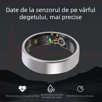 Inel inteligent Bluetooth IF-R03 pentru sport, rezistent la apă, monitorizare ritm cardiac, dispoziție, oxigen din sânge și somn