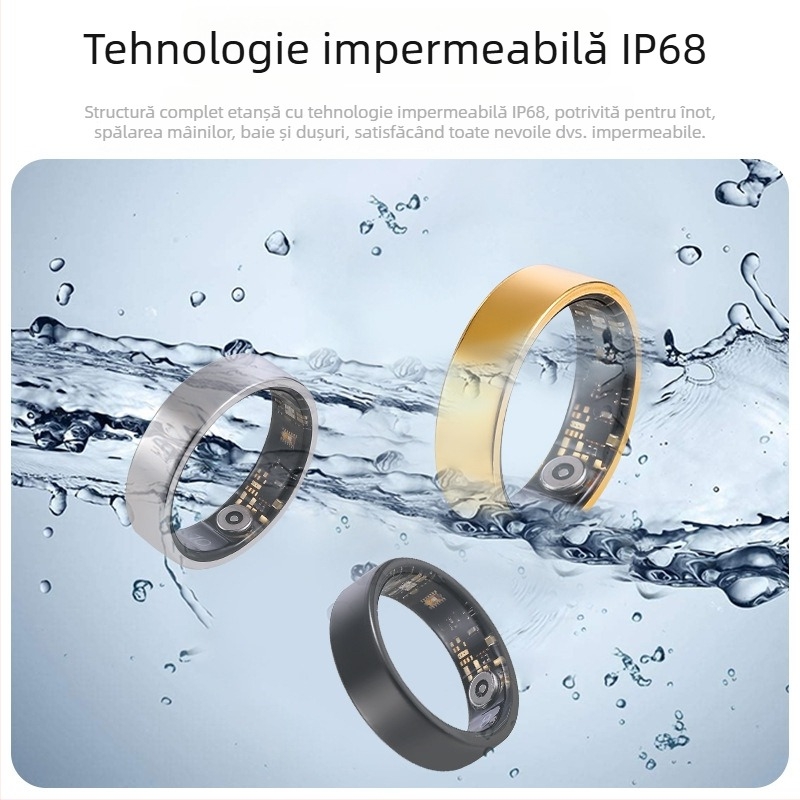 Inel inteligent Bluetooth IF-R03 pentru sport, rezistent la apă, monitorizare ritm cardiac, dispoziție, oxigen din sânge și somn