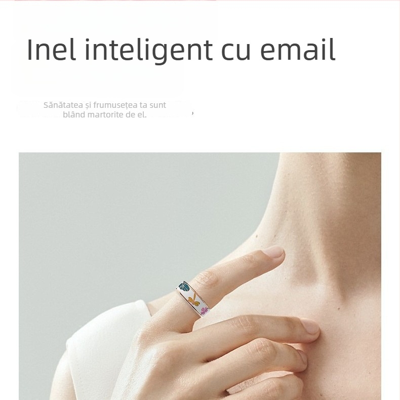 Inel inteligent R19 cu finisaj emailat — monitorizare ritm cardiac, saturație de oxigen, somn, urmărire a activității, numărătoare de pași și cameră