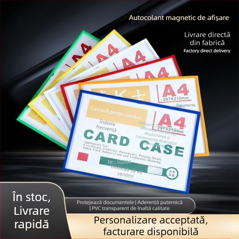 Husă PVC pentru card cu buzunar transparent, protecție pentru documente, suport magnetic pentru card de identificare, ramă foto