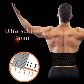 Bandă de talie pentru fitness, ultra-subțire, respirabilă, elastică pentru susținerea abdomenului