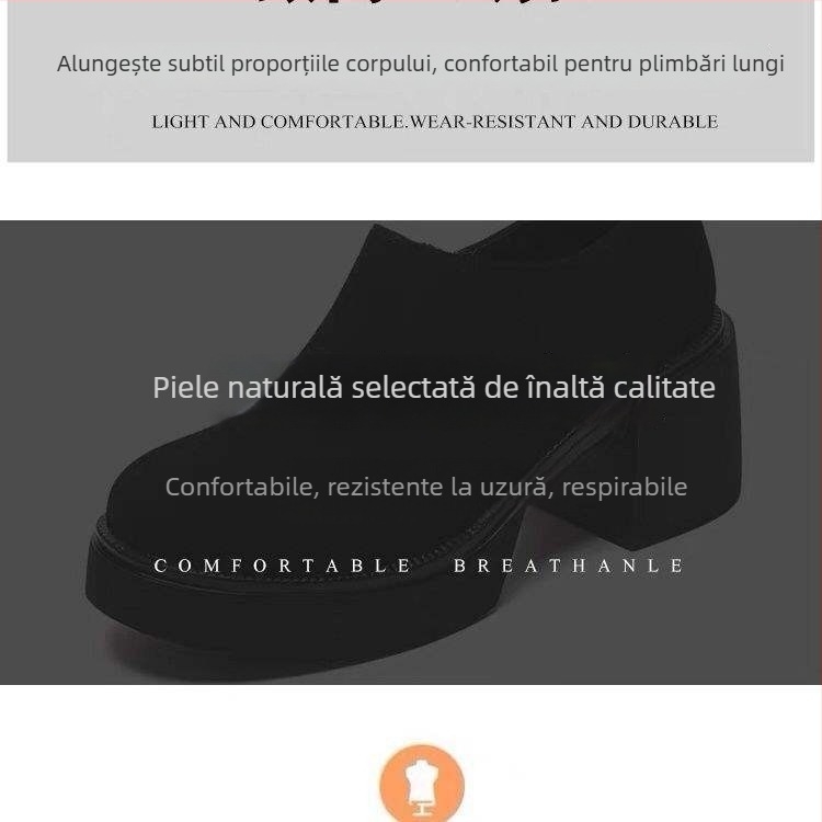Loaferi dama cu talpă groasă, primăvara 2025 — pantofi fără șireturi, din velur, cu căptușeală moale