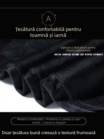 Pantaloni sport femei cu căptușeală fleece groși, culoare uni, croială lejeră, manșete la gleznă, toamnă–iarna 2023