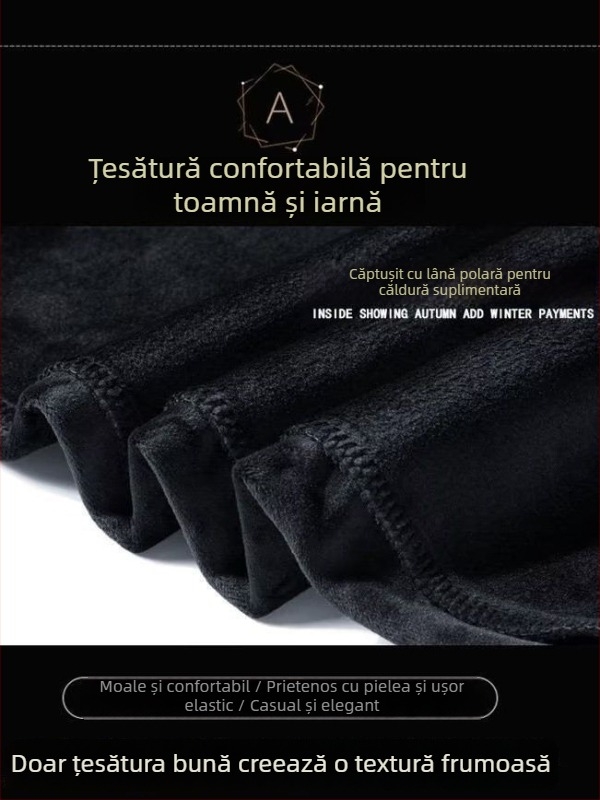Pantaloni sport femei cu căptușeală fleece groși, culoare uni, croială lejeră, manșete la gleznă, toamnă–iarna 2023