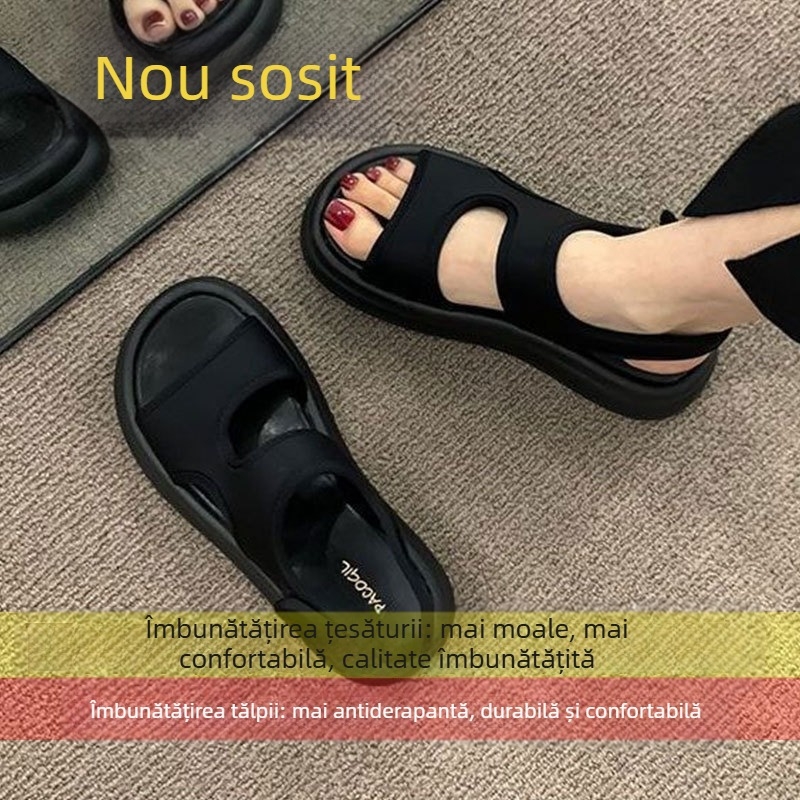 Sandale romane pentru femei, plajă, stil coreean, talpă groasă ridicată