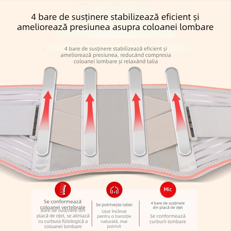 Rhotaffy centură de talie cu autoîncălzire, suport abdominal și turmalin, încălzire cu infraroșu, placă de oțel