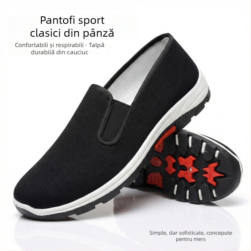 Pantofi de pânză Beijing cu talpă din cauciuc – antiderapant, respirabili, durabili, ușori, pentru muncă și sport, pentru bărbați