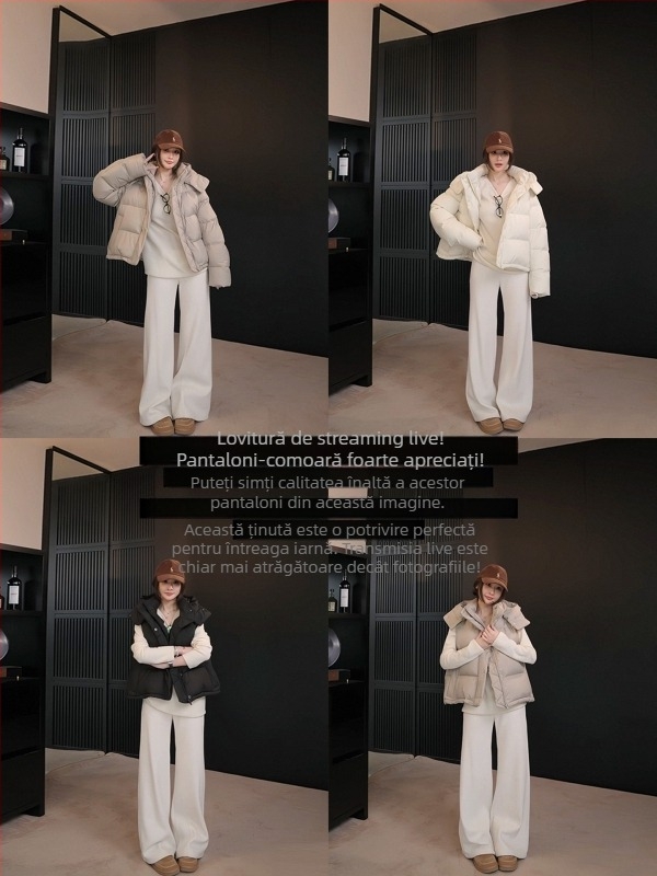 Pantaloni albați bootcut pentru femei, casual, talie înaltă, iarnă