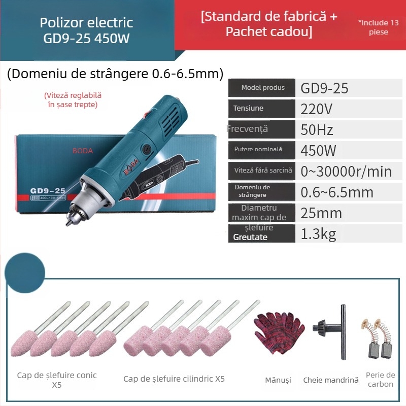 Polizor electric GD2-25 pentru gravură în lemn și sculptură în rădăcini, șlefuire de matrițe, putere mare, viteză reglabilă, sculptură și polisare jad și piatră