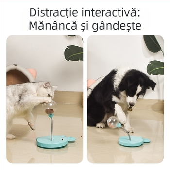 Jucărie interactivă pentru animale de companie: minge cu eliberare de treats, mișcare de balans și hrănire lentă pentru câini și pisici