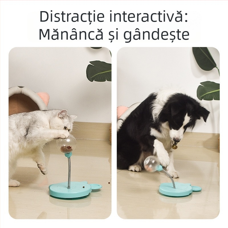 Jucărie interactivă pentru animale de companie: minge cu eliberare de treats, mișcare de balans și hrănire lentă pentru câini și pisici
