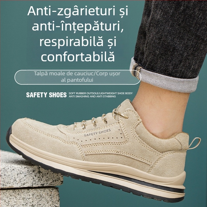 Pantofi de protecție casual pentru bărbați, respirabili, cu vârf din plastic și protecție Kevlar, rezistenți la impact și perforare, ușori și durabili