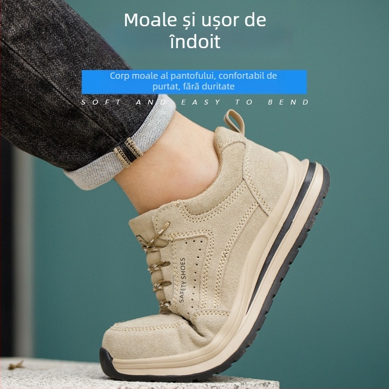 Pantofi de protecție casual pentru bărbați, respirabili, cu vârf din plastic și protecție Kevlar, rezistenți la impact și perforare, ușori și durabili