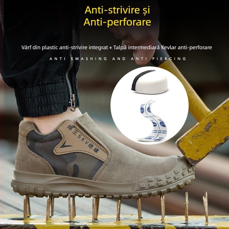 Ghete de protecție pentru sudură, vârf din plastic, talpă joasă, rezistente la foc, anti-arzuri, durabile, anti-derapare, anti-perforație, rezistente la ulei și la acizi