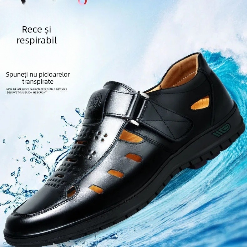 Pantofi bărbați din piele pentru costum, talpă moale, vară