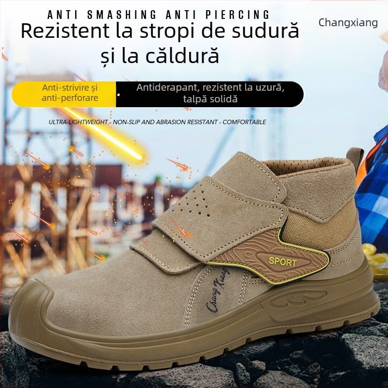 Pantofi de siguranță pentru muncă, cu protecție la impact și perforare, izolație termică, protecție pentru sudură, respirabili, rezistenți la abraziune, construcție solidă.