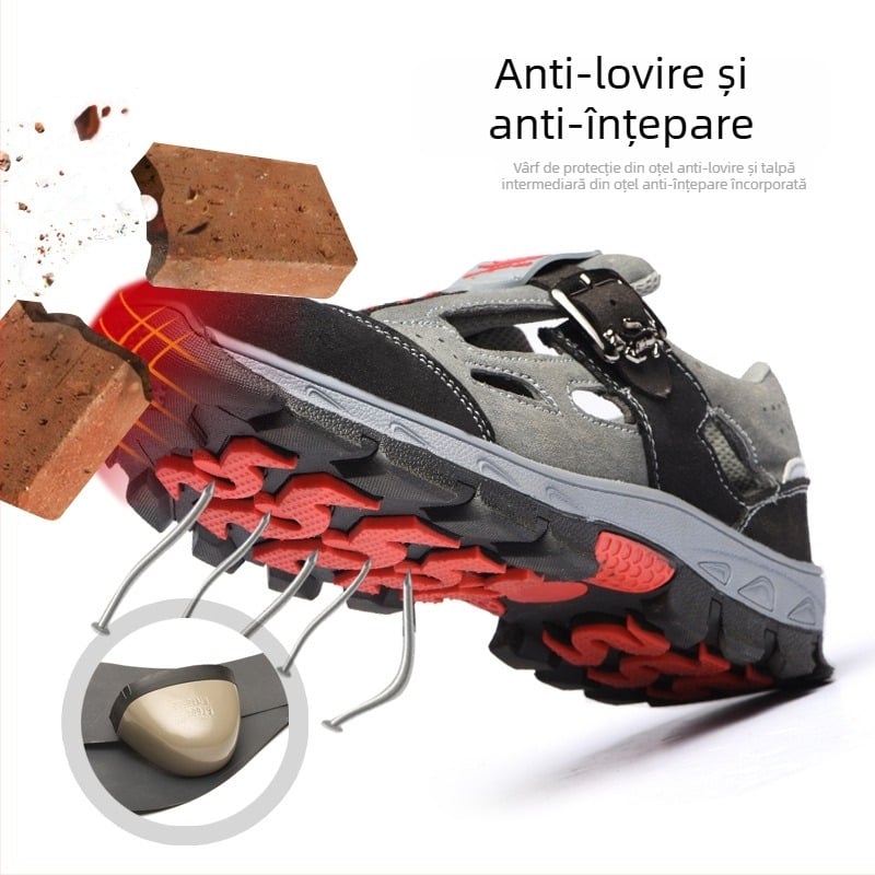 Sandale unisex de protecție pentru vară, ușoare și respirabile, cu protecție anti-șoc și anti-perforație