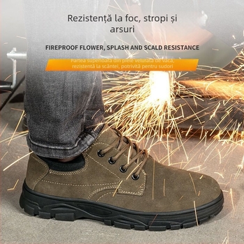 Pantofi de protecție pentru bărbați: ușori, respirabili, talpă moale, antișoc și anti-perforație, vârf din oțel, durabili pentru sudură și șantier