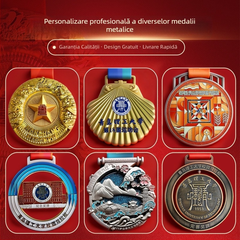Medalie metalică personalizată pentru maraton pentru evenimente școlare — medalie email pentru alergare și ciclism