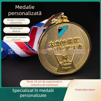 Medalie metalică pentru maraton, aliaj de zinc, placată cu aur, premiu comemorativ pentru evenimente sportive școlare