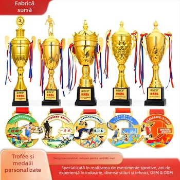 Medalie și trofeu personalizate pentru maraton și evenimente sportive – aur, argint, bronz, locuri I–III, medalie de baschet, plachetă comemorativă