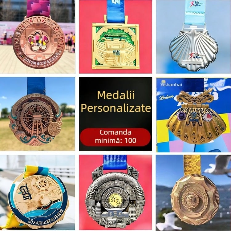 Medalii metalice 3D personalizate pentru evenimente sportive, maraton, în auriu, argintiu și bronz