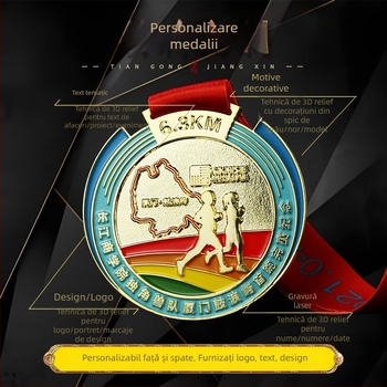 Medalie personalizată placată cu aur și argint pentru evenimente sportive — maratoane și concursuri școlare — suvenir cu design creativ, de atârnat
