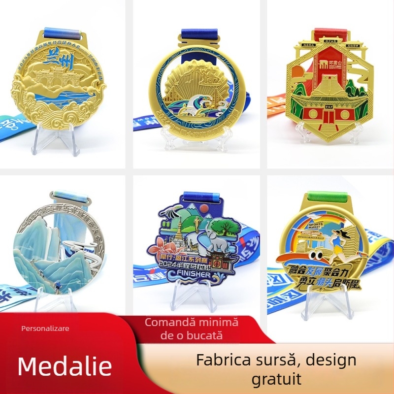 Medalii metalice personalizate pentru maratoane urbane și evenimente de ciclism, medalii memoriale emailate pentru biciclete și biciclete de șosea